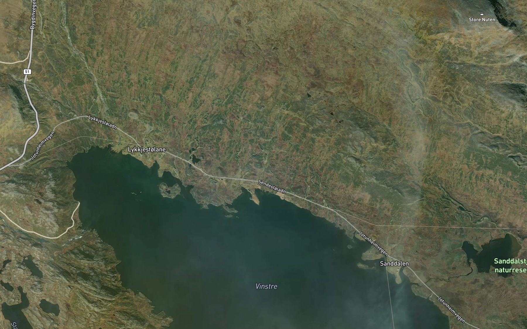 Satellite map of the Sore Senda