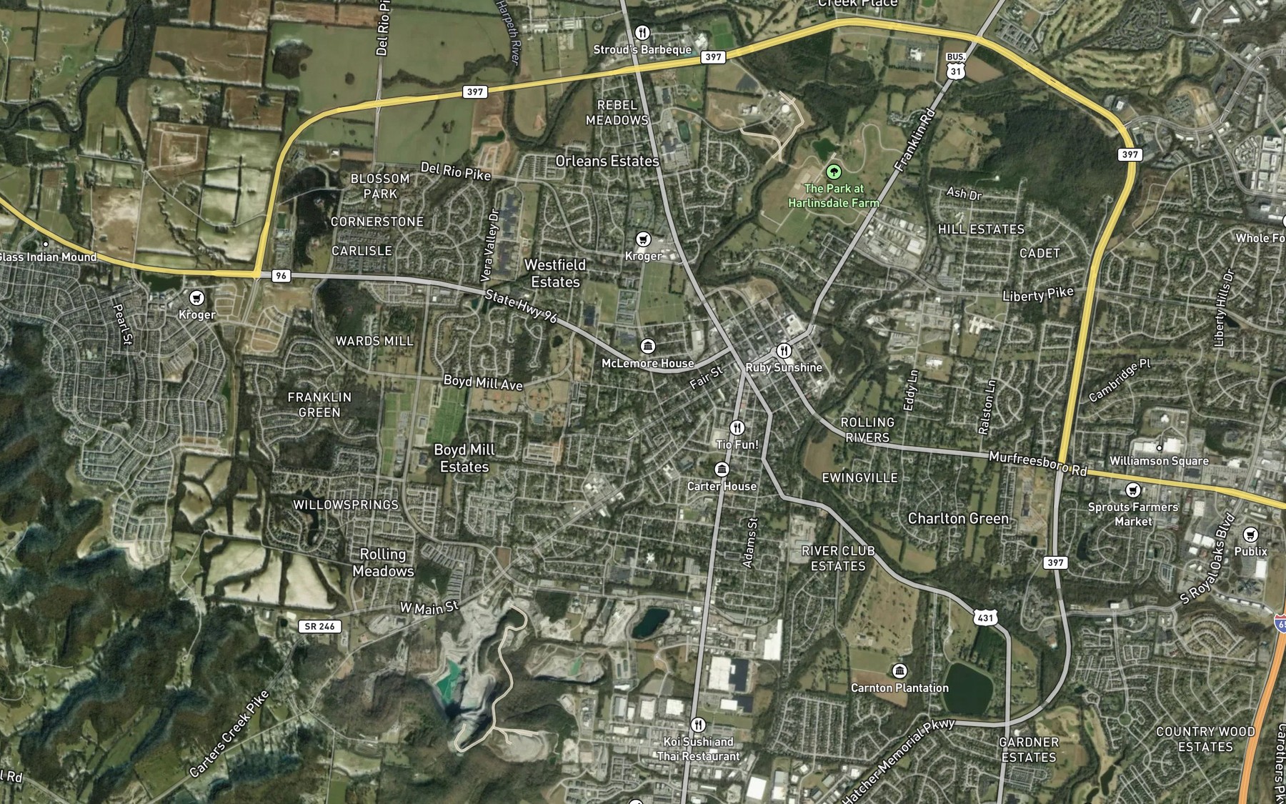 Satellite map of the West Main Branch