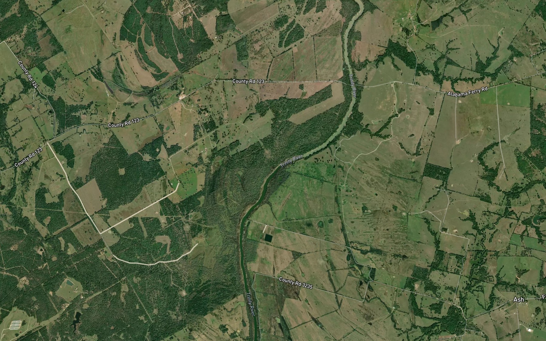 Satellite map of the Pecan Slough