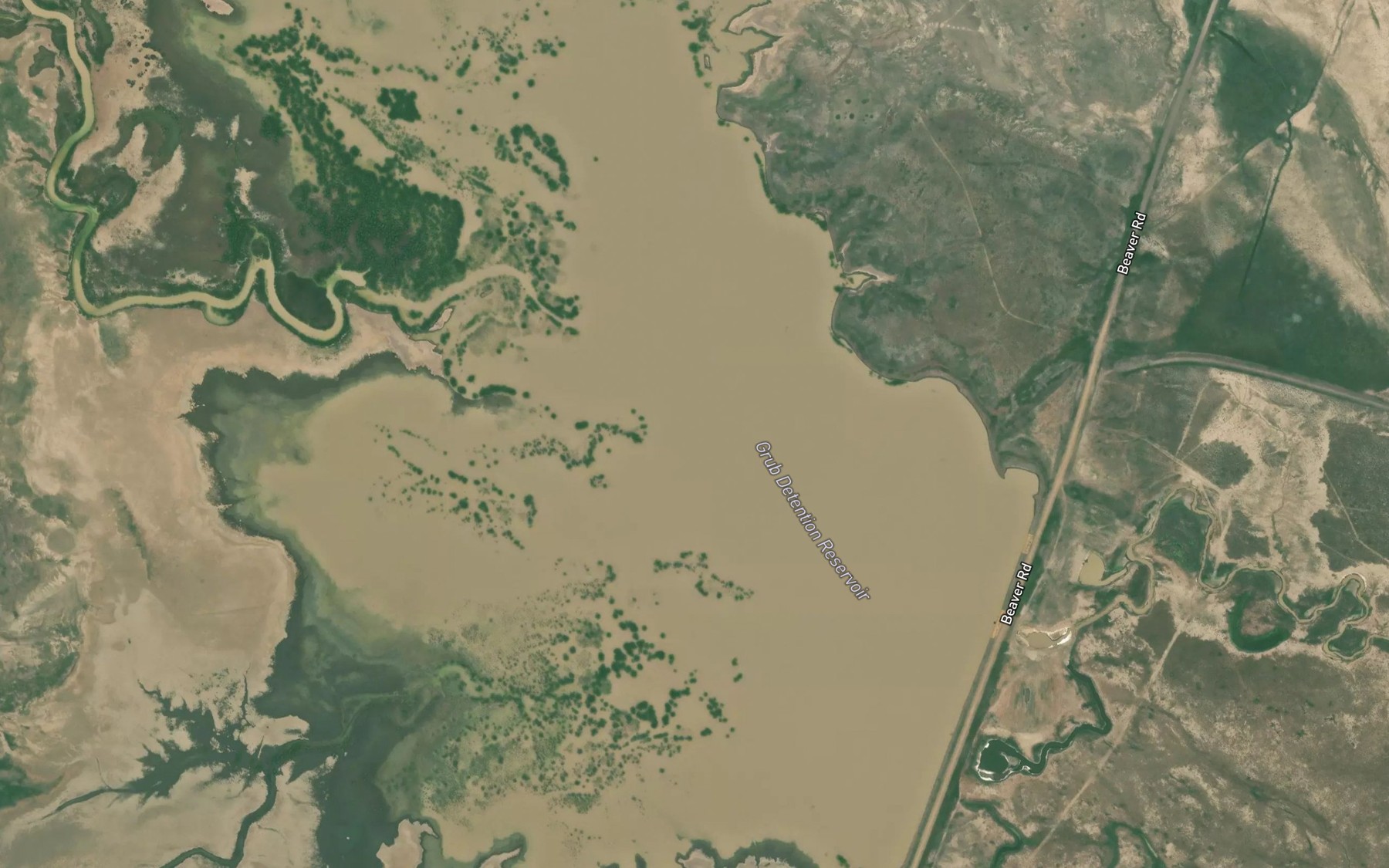 Satellite map of the Grub Detention Reservoir