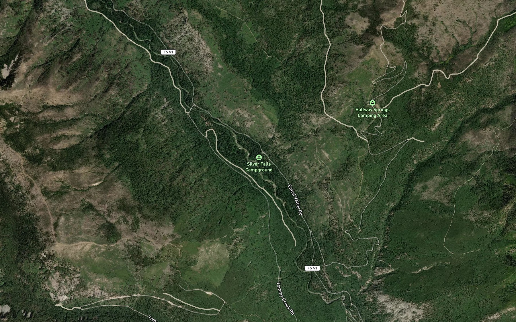 Satellite map of the Silver Creek