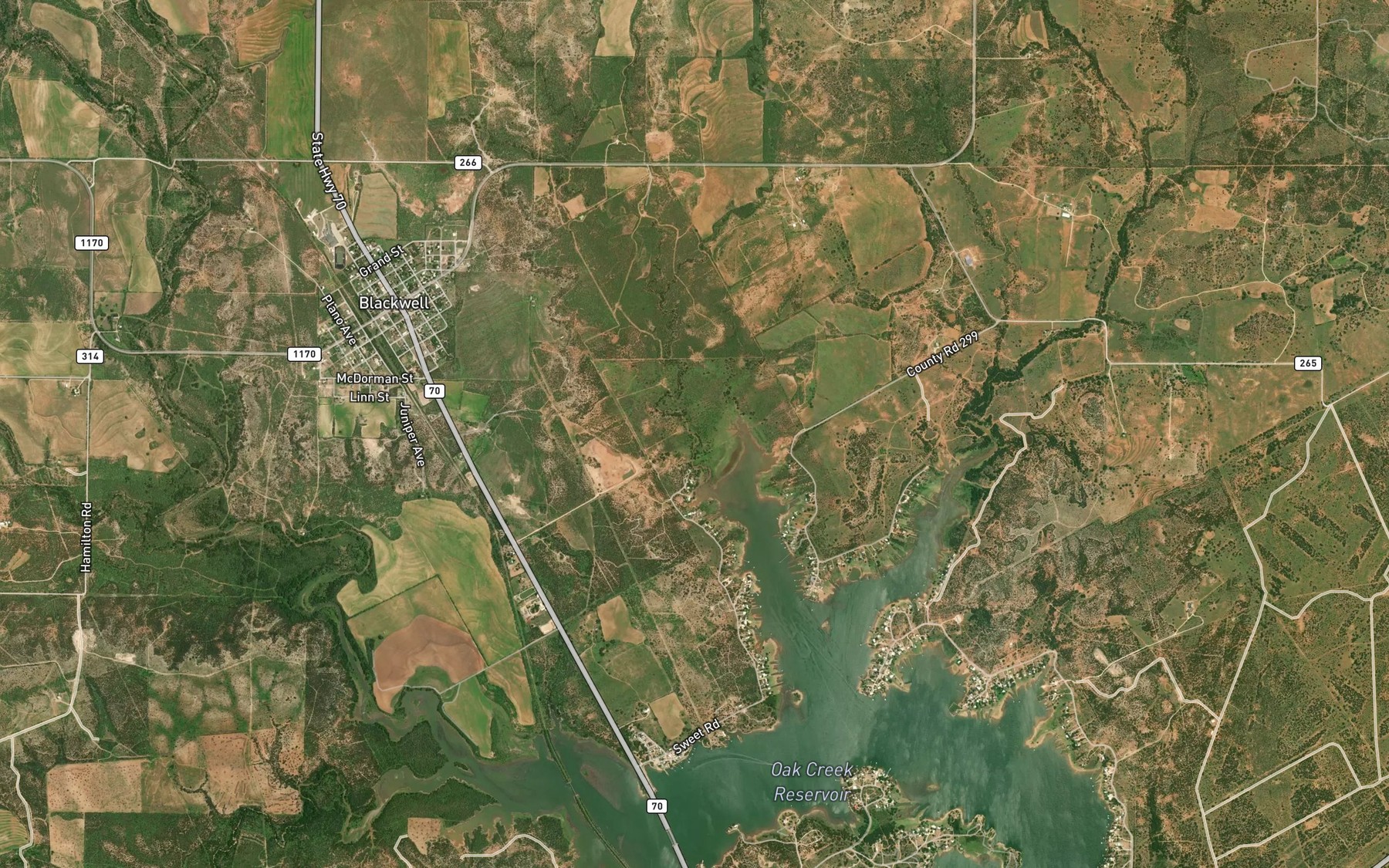Satellite map of the North Branch Oak Creek