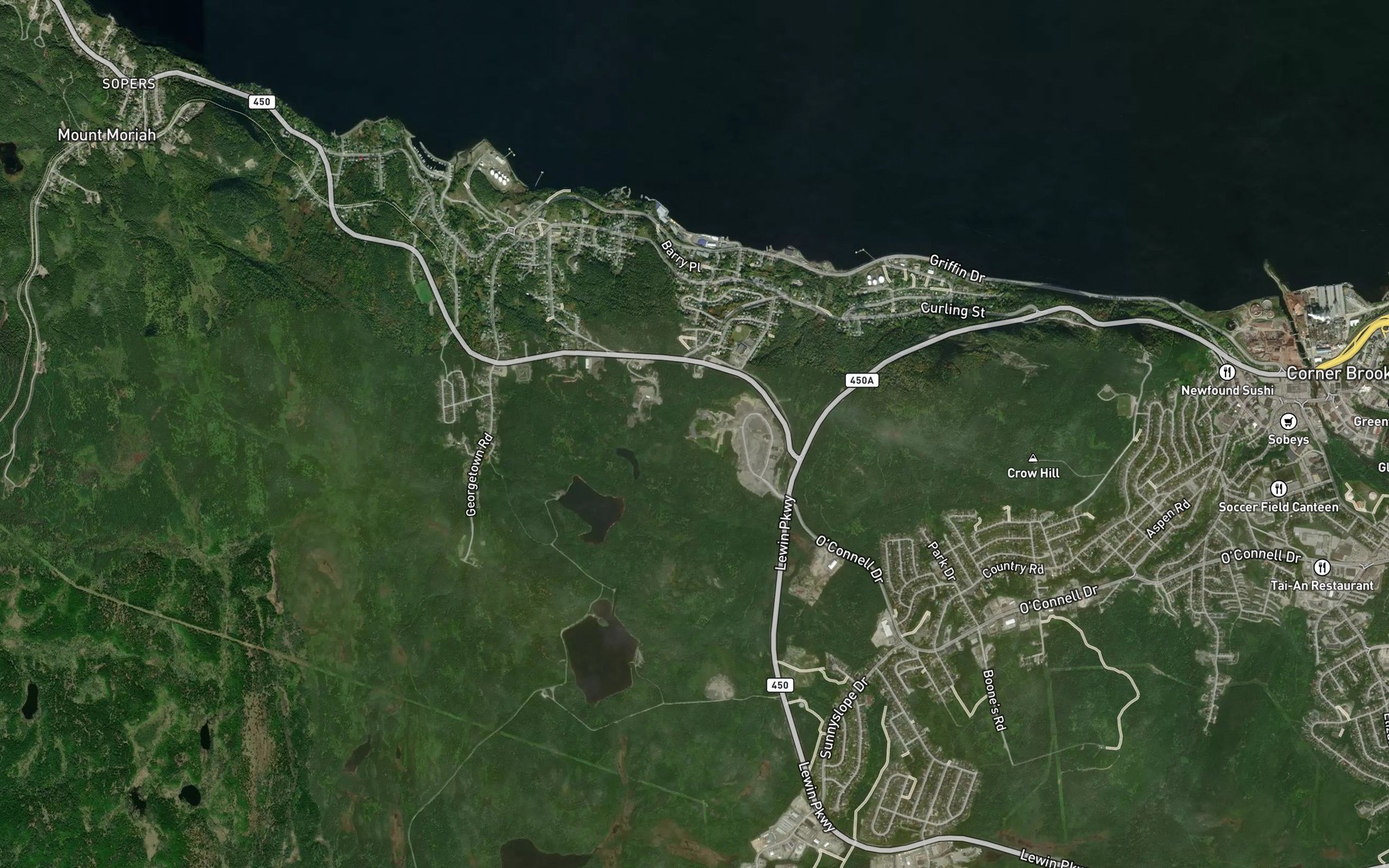 Satellite map of the Conway Brook
