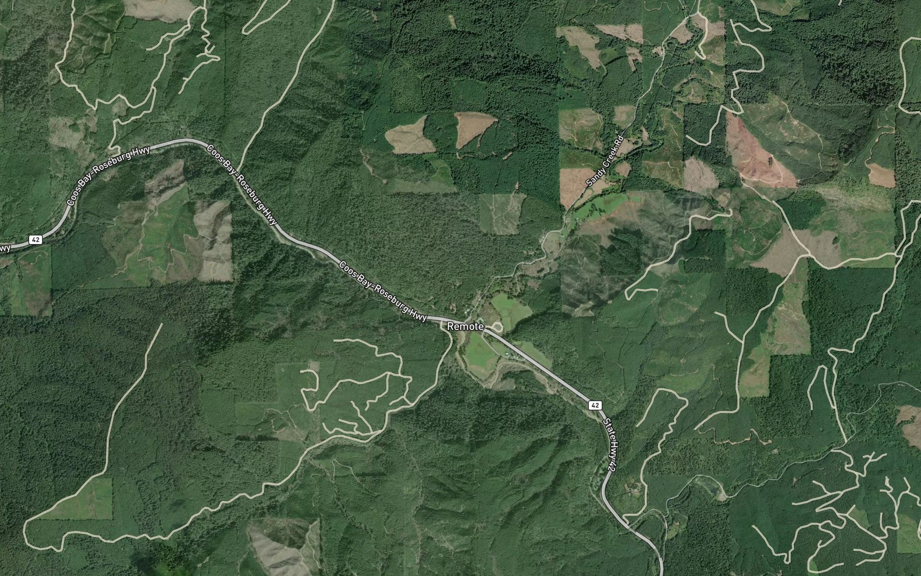 Satellite map of the Fetter Creek