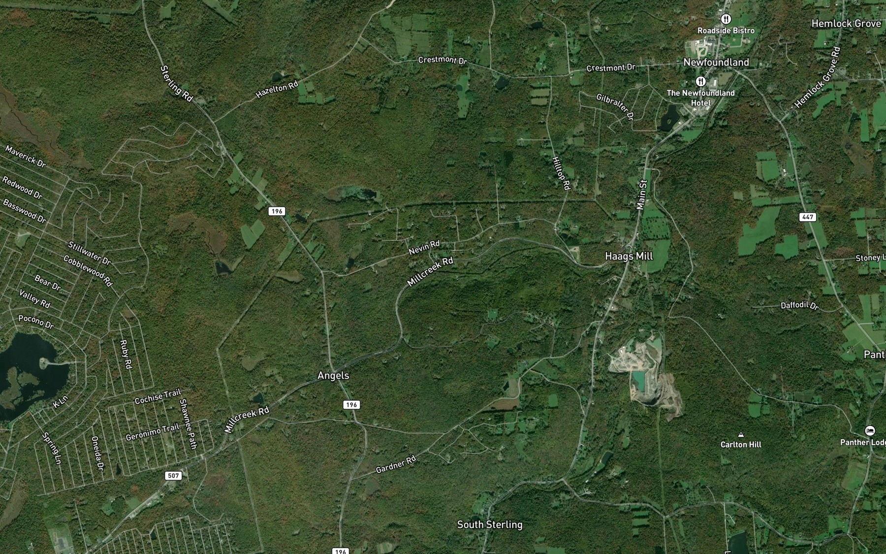 Satellite map of the Nevin Creek