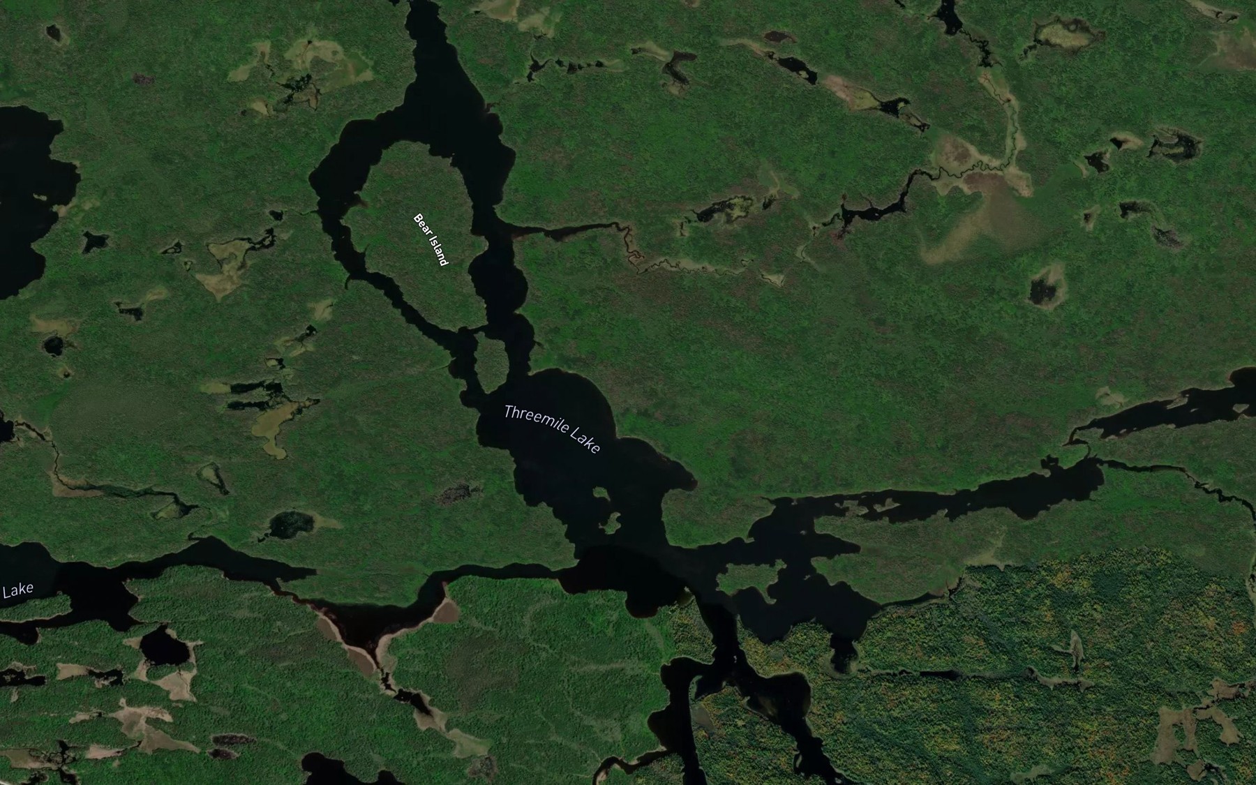 Satellite map of the Threemile Lake