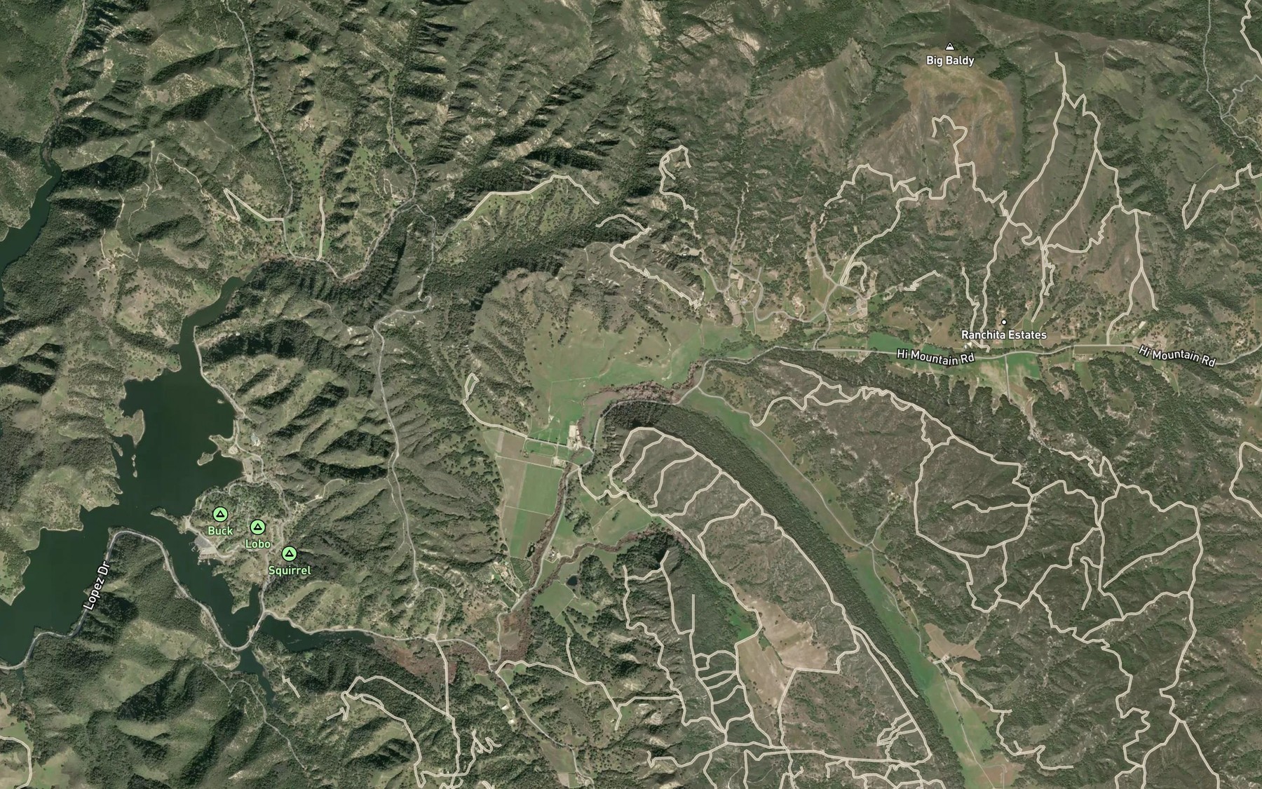 Satellite map of the Saucelito Creek