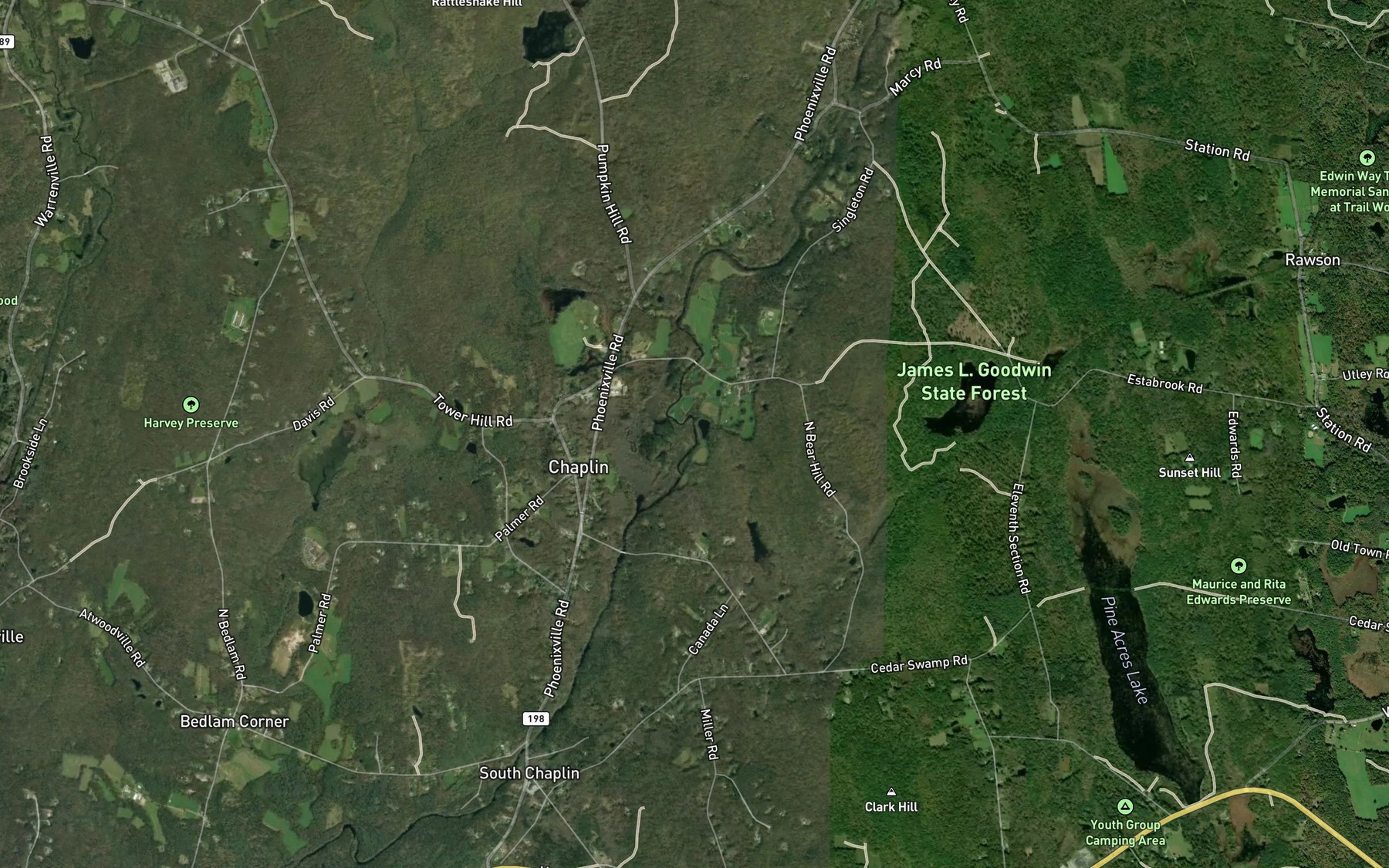 Satellite map of the Turner Brook