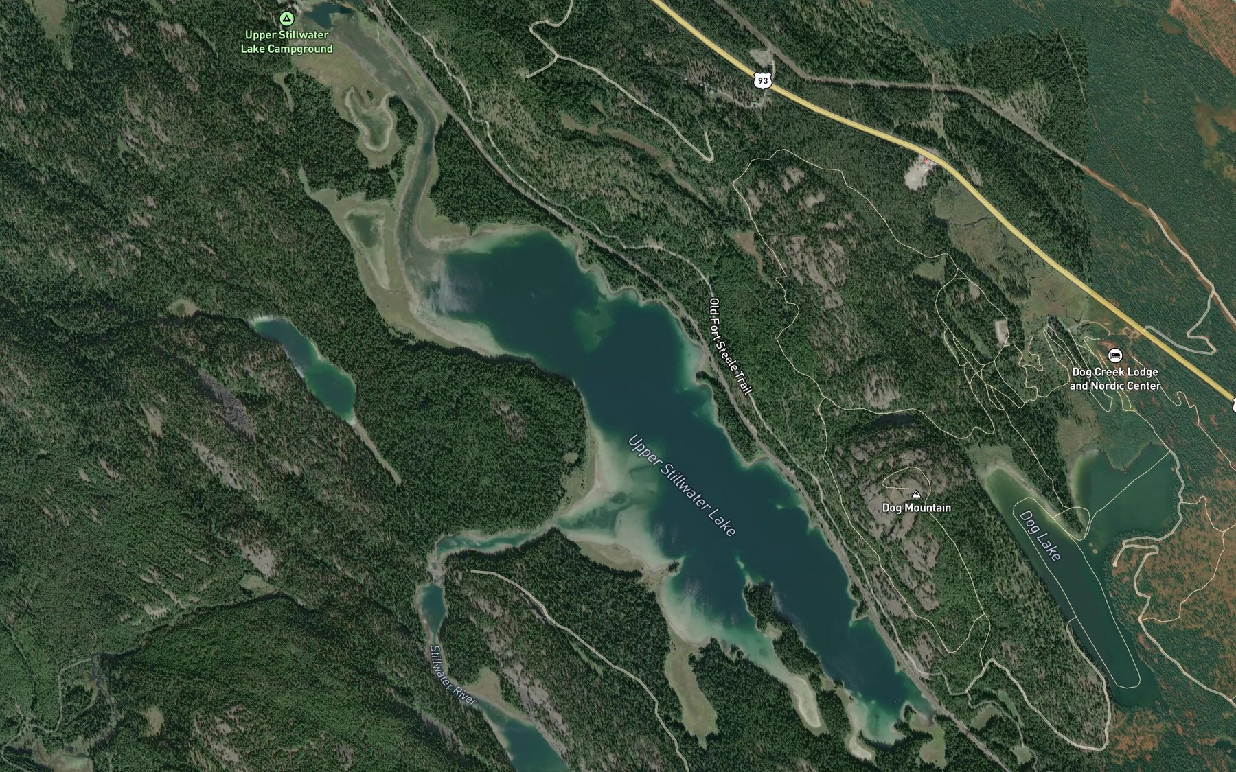 Satellite map of the Upper Stillwater Lake