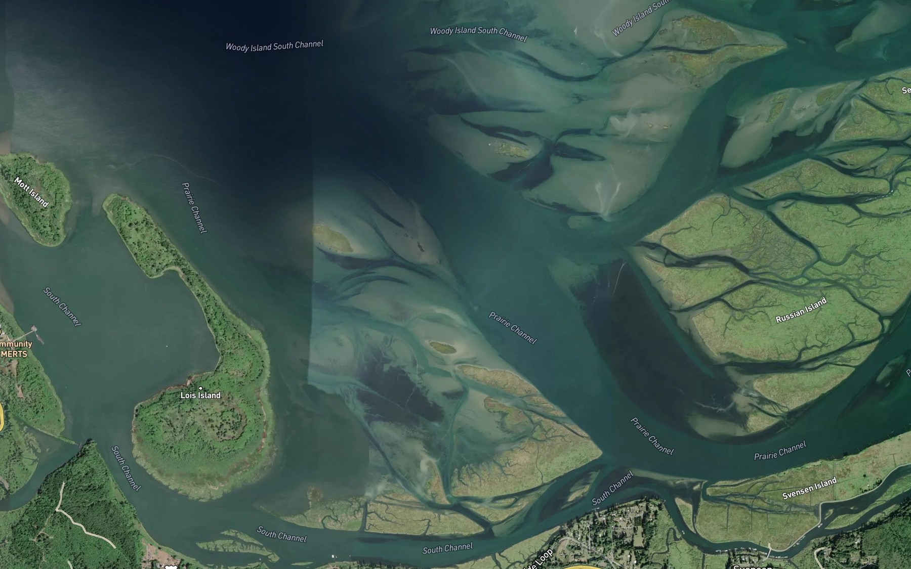 Satellite map of the Davis Creek