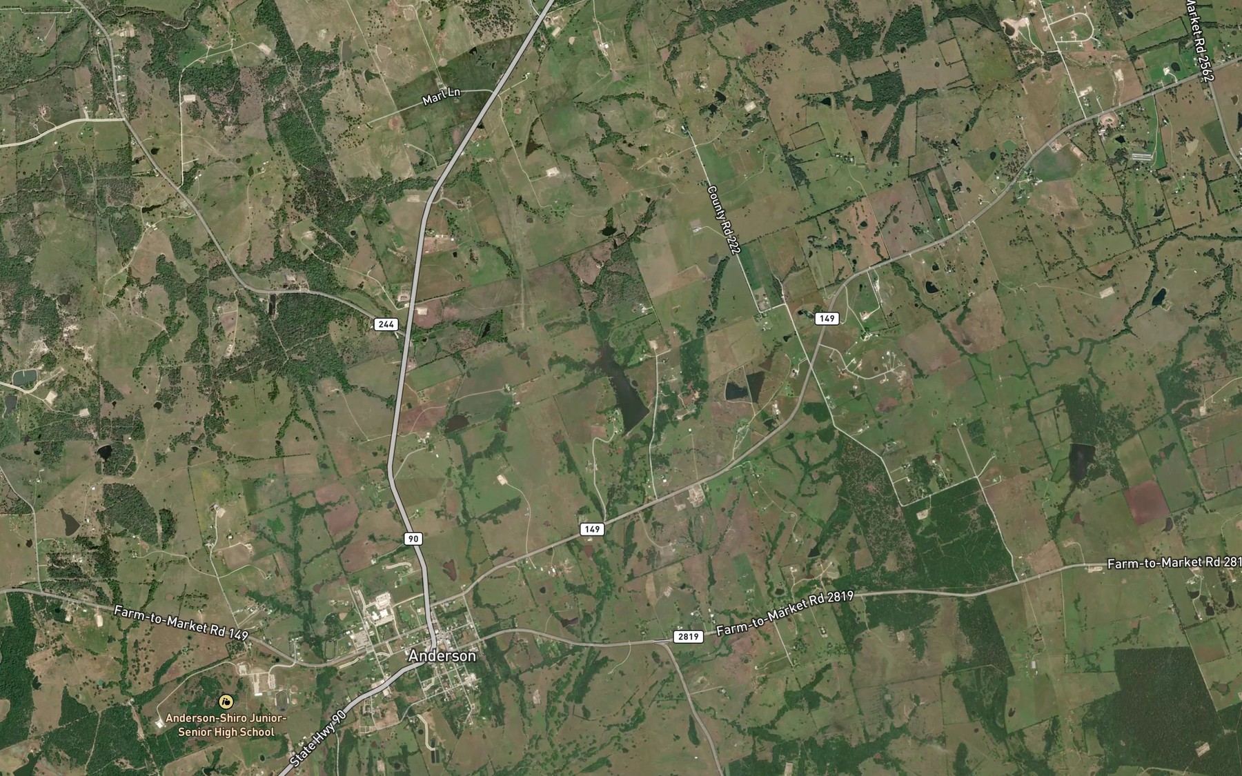 Satellite map of the Hideaway Lake