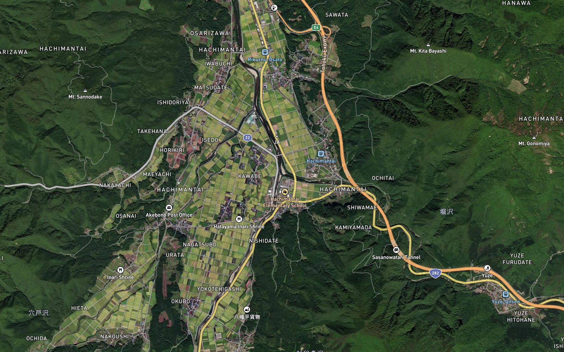 Satellite map of the Kumazawa Gawa