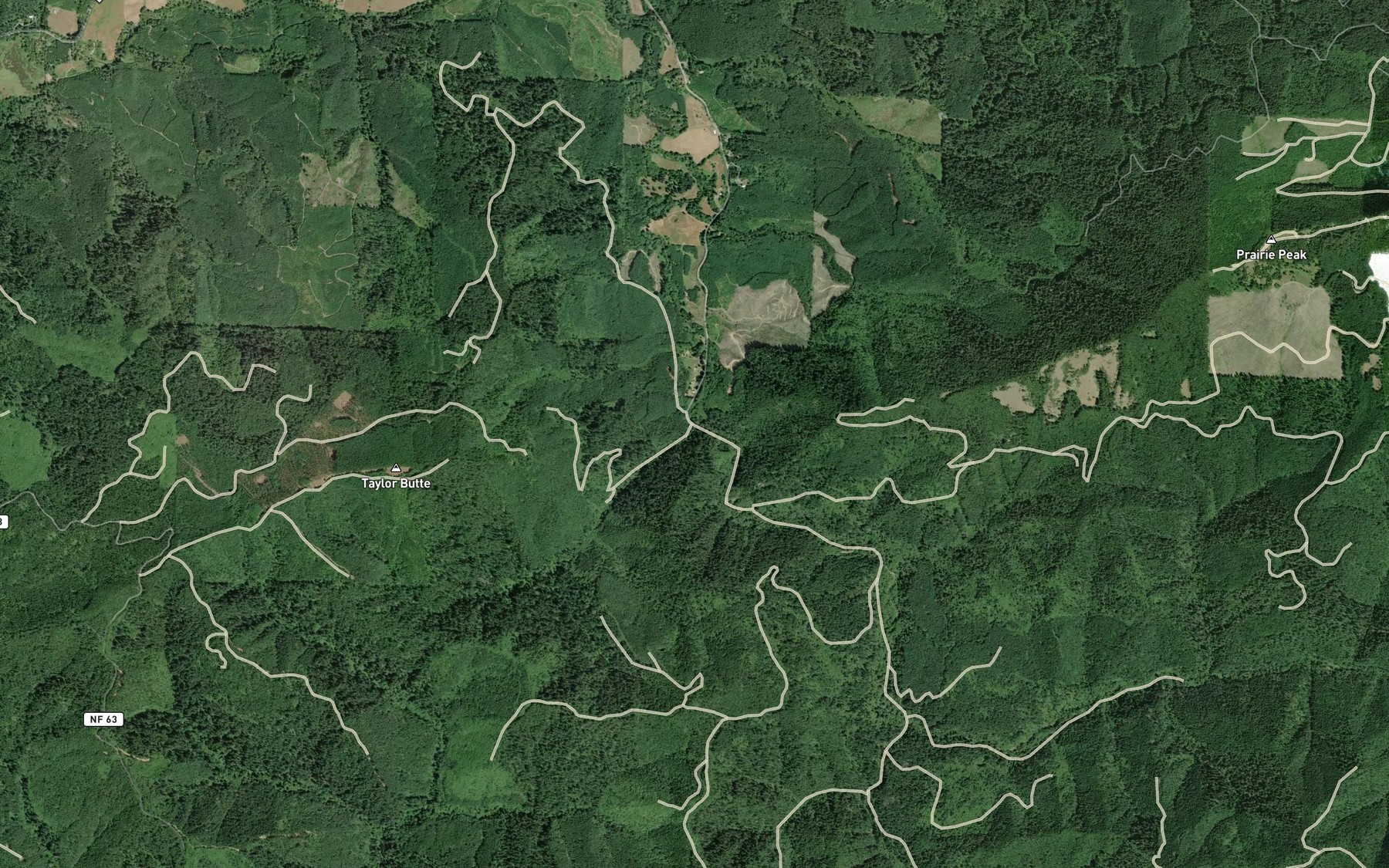 Satellite map of the Bear Creek