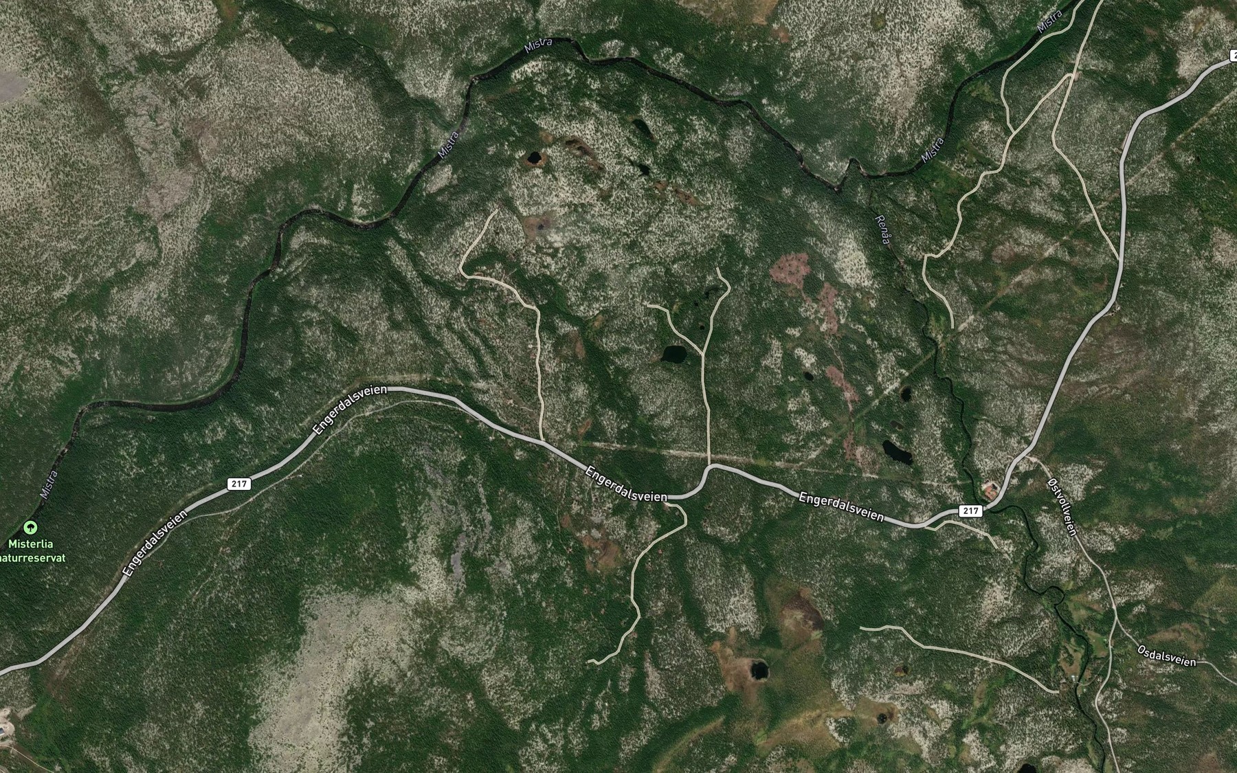 Satellite map of the Illevollsbubekken