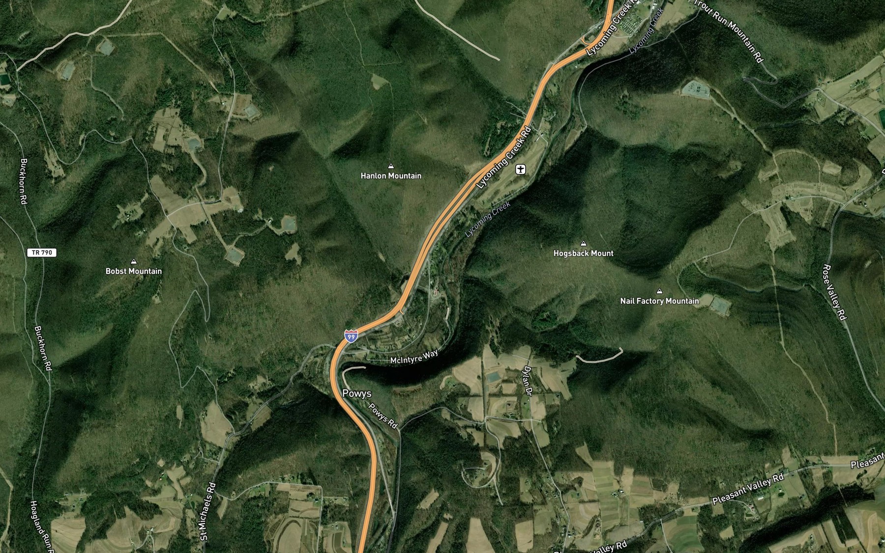 Satellite map of the Daugherty Run