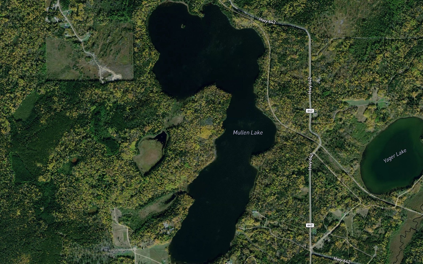 Satellite map of the Mullen Lake