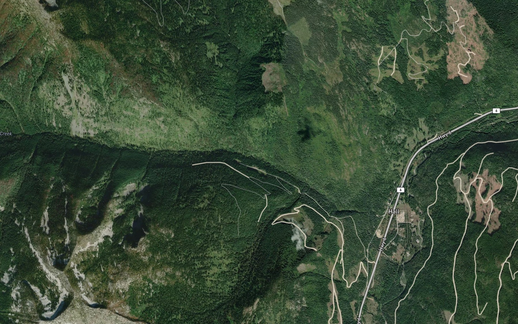 Satellite map of the Noman Creek
