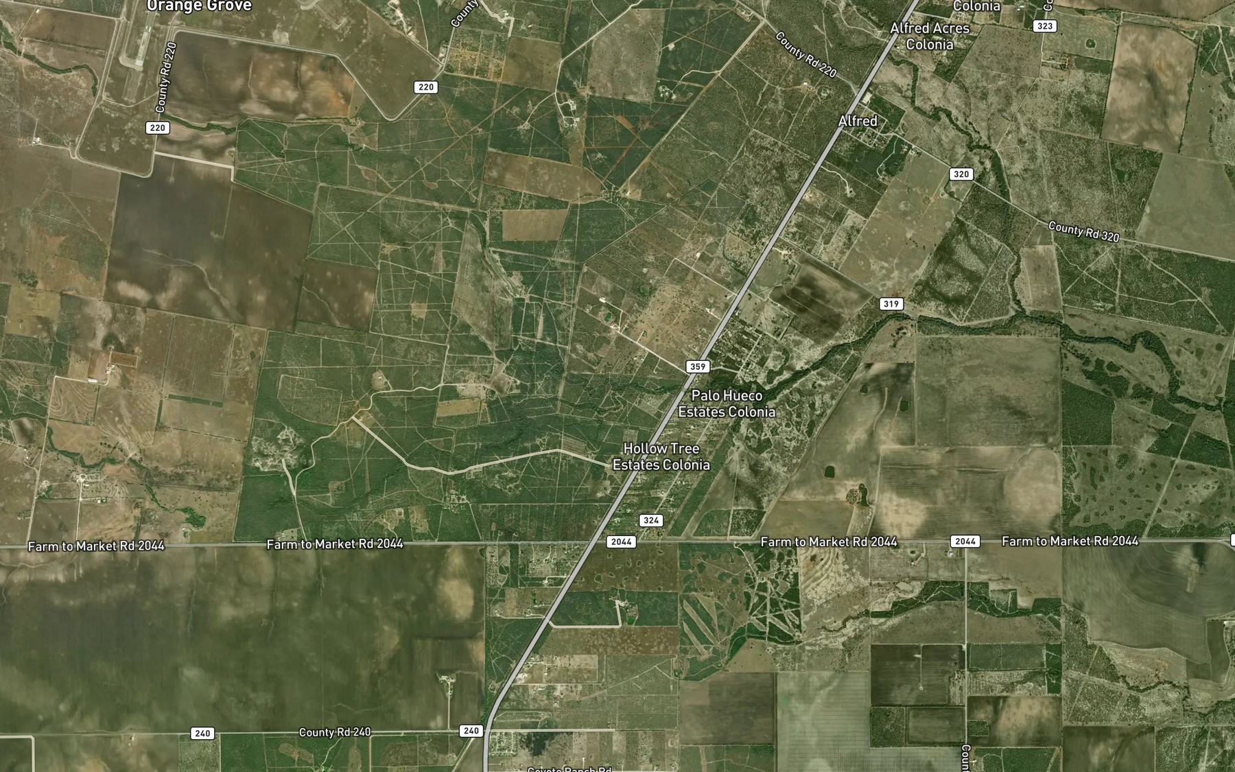 Satellite map of the El Caro Creek