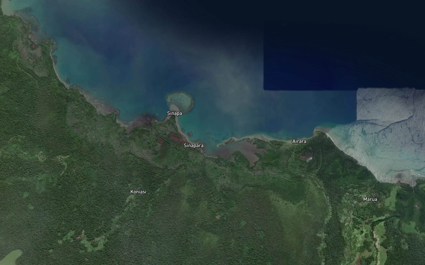 Satellite map of the Esulu Bay