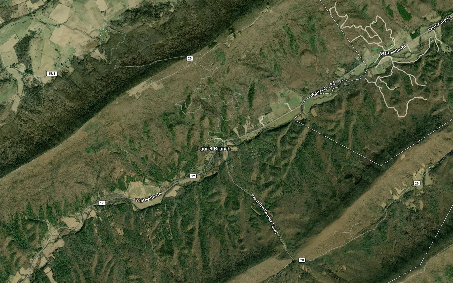 Satellite map of the Trout Branch