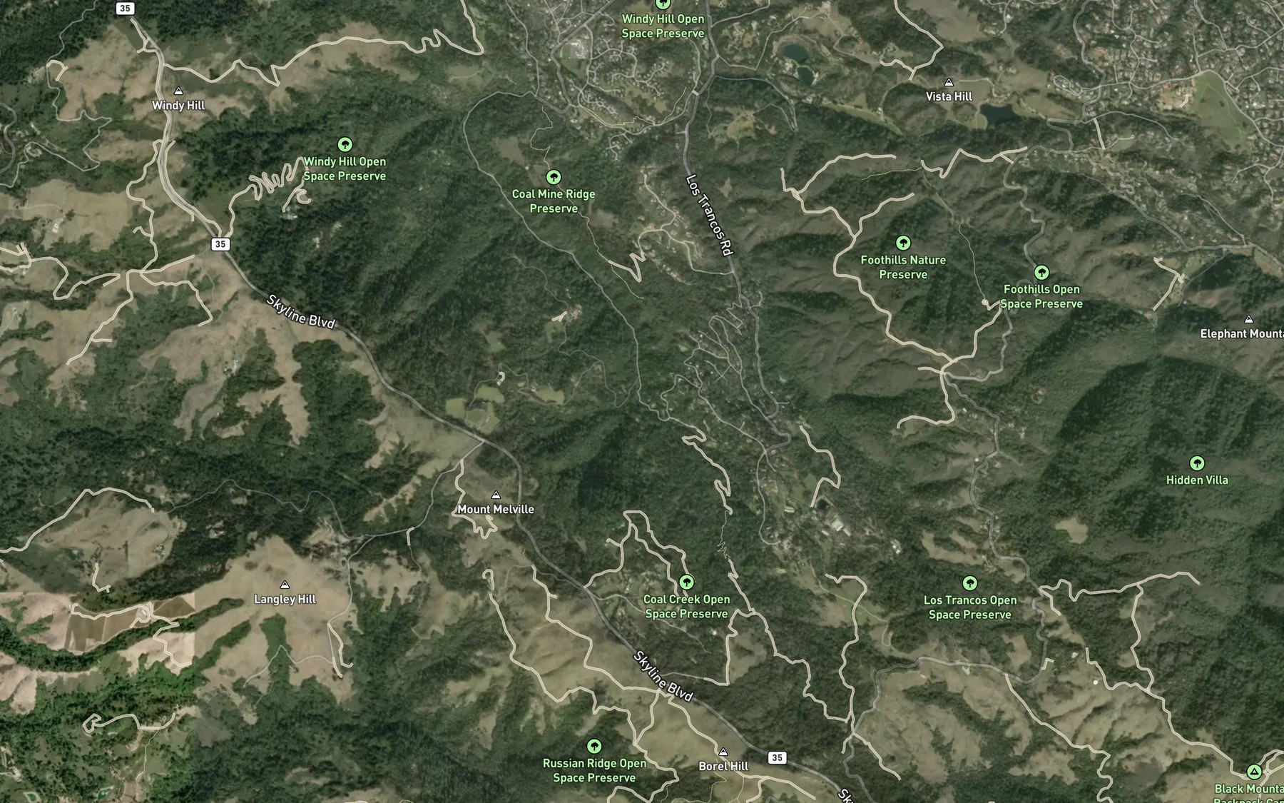 Satellite map of the Coal Creek