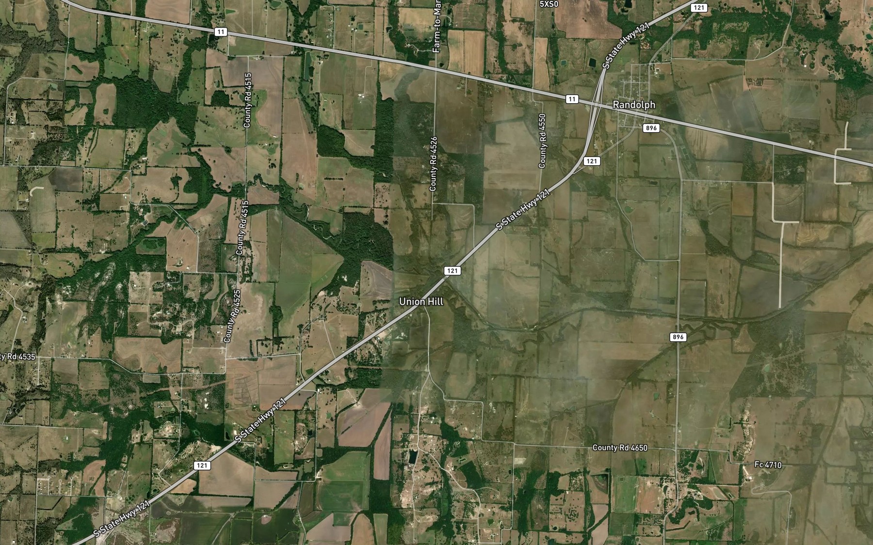 Satellite map of the Pace Creek