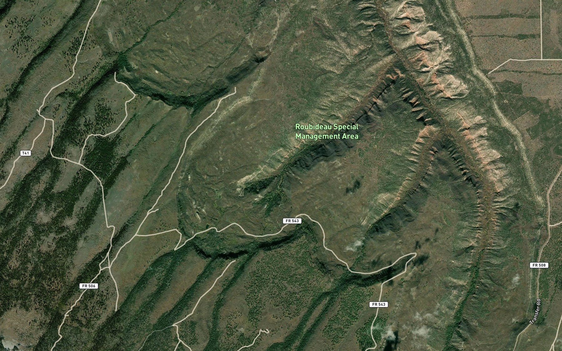 Satellite map of the Terrible Creek