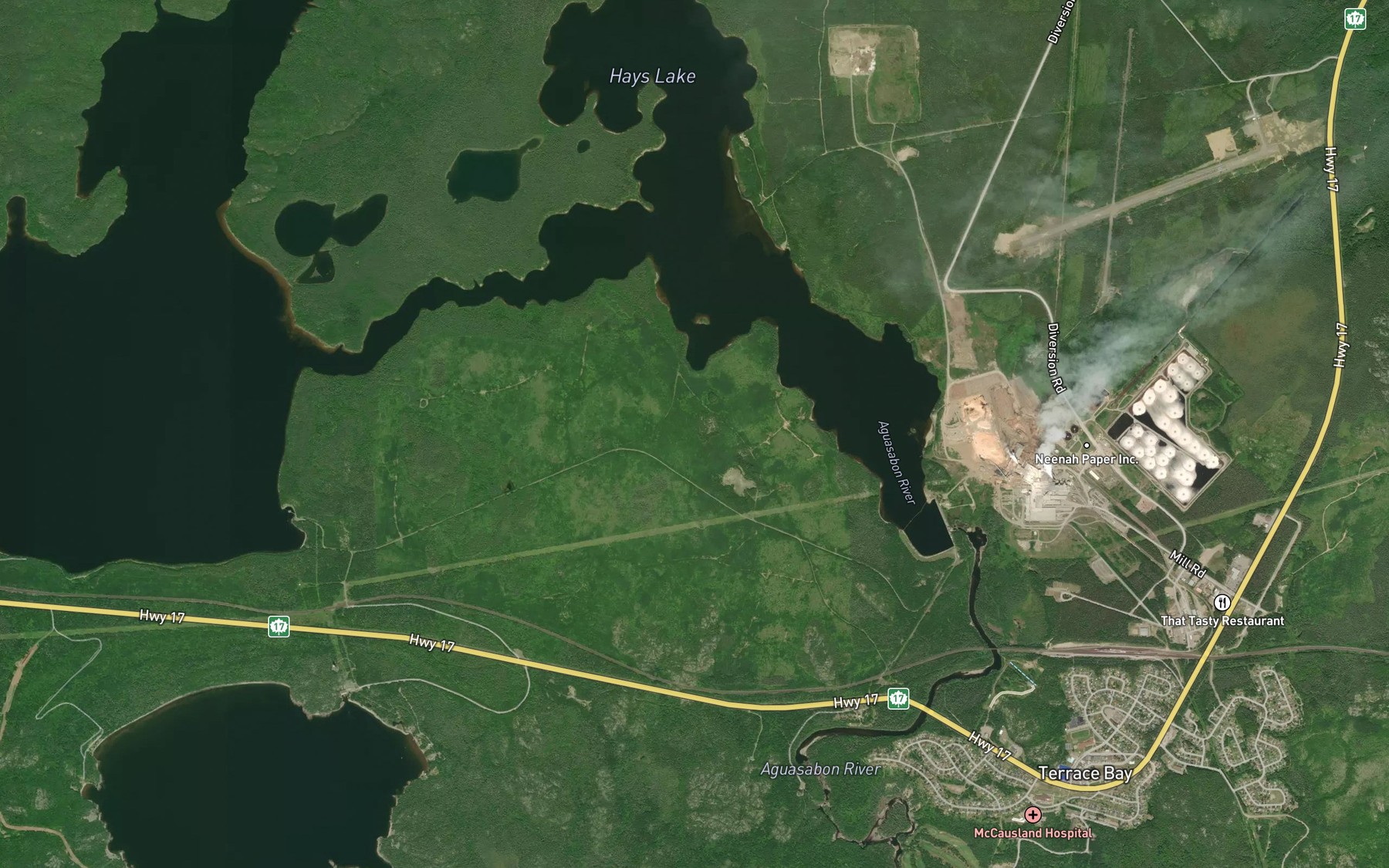 Satellite map of the Big Duck Creek