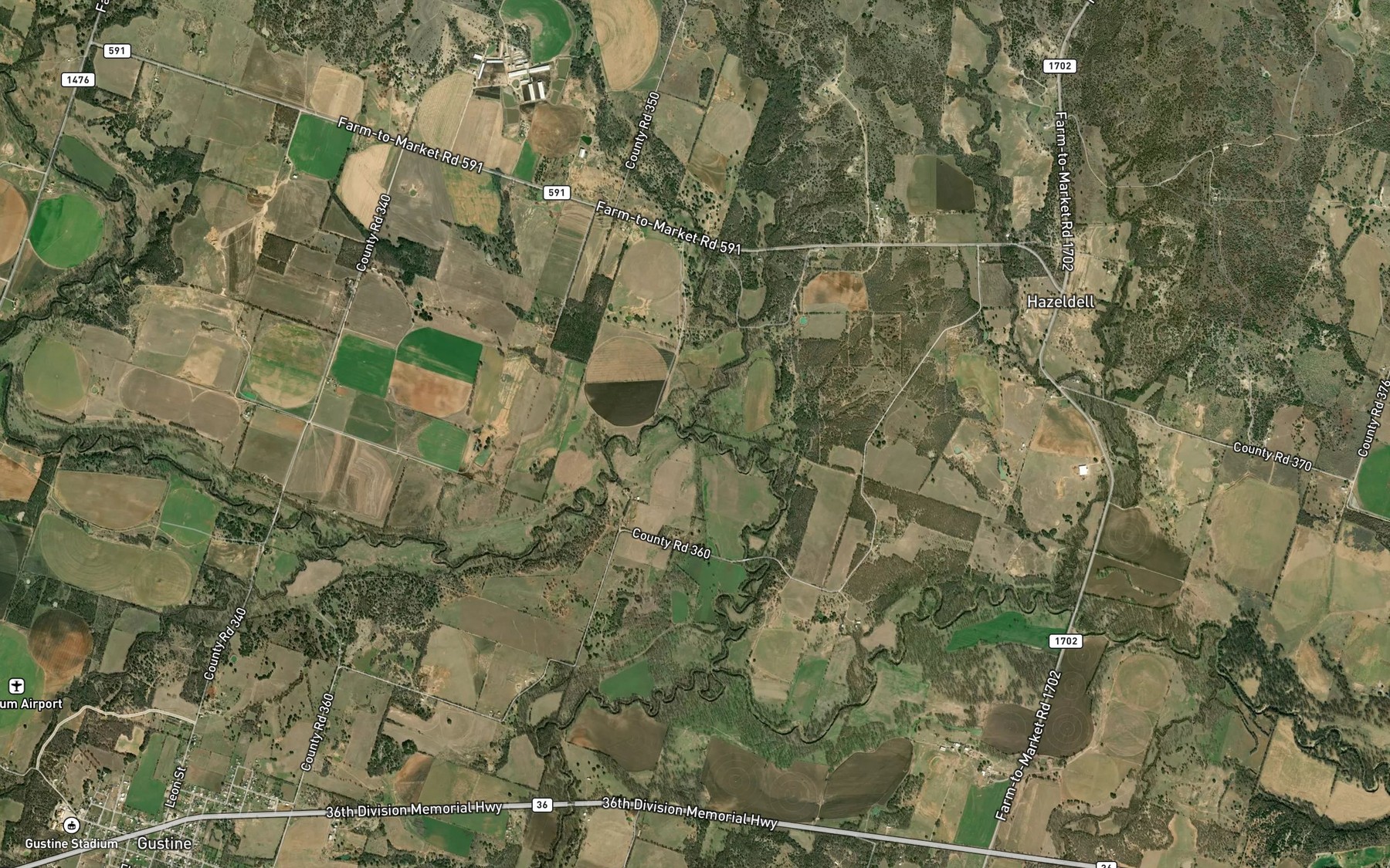 Satellite map of the Wet Joplin Creek