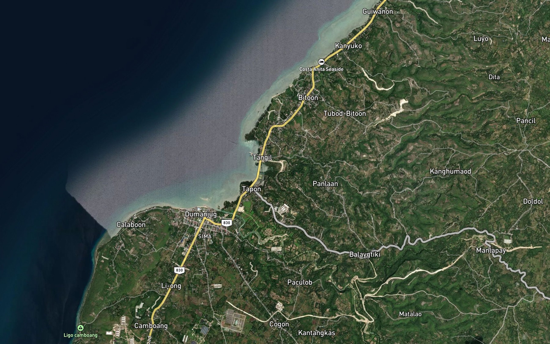 Satellite map of the Bolocboloc Creek