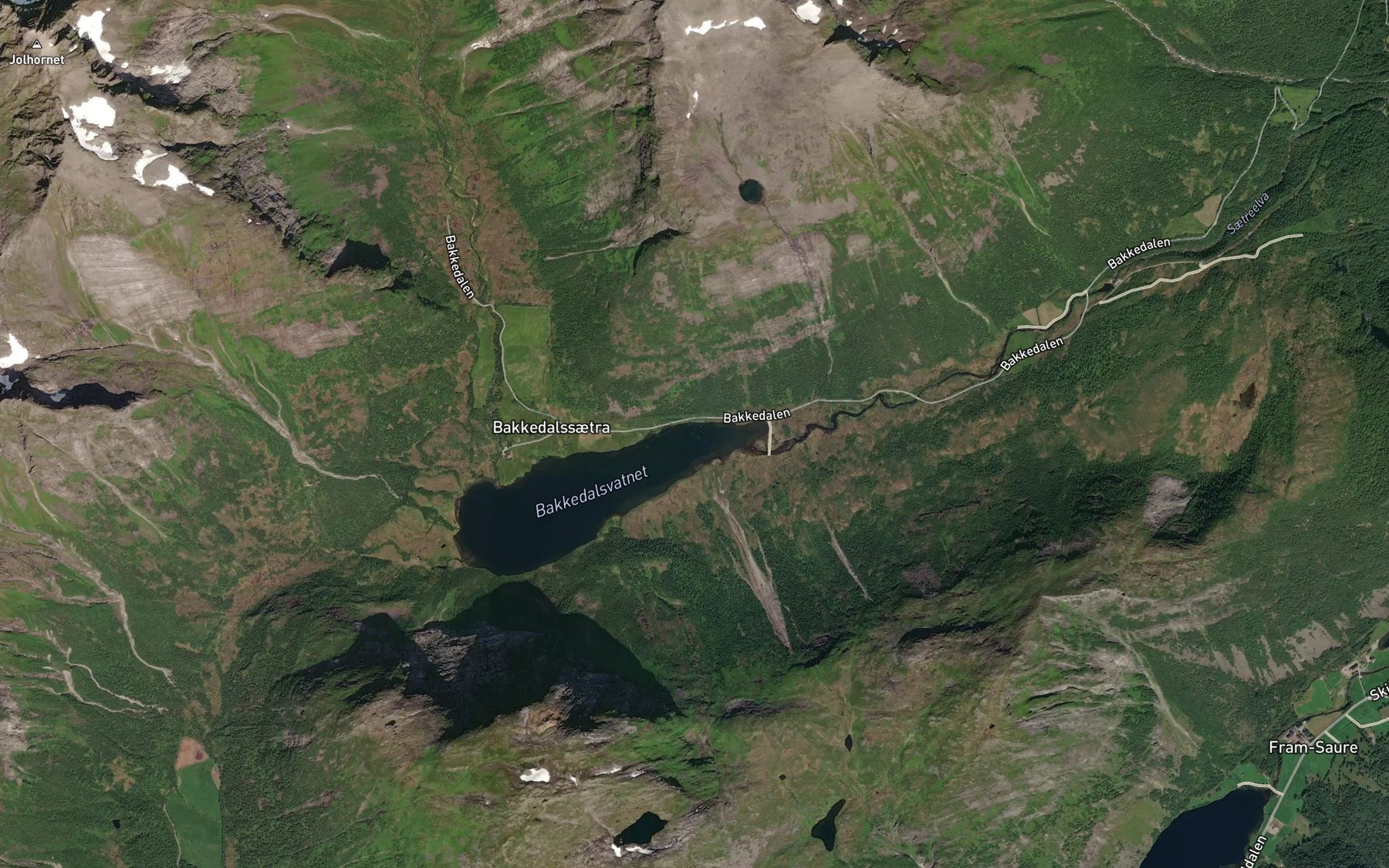 Satellite map of the Bakkedalsvatnet