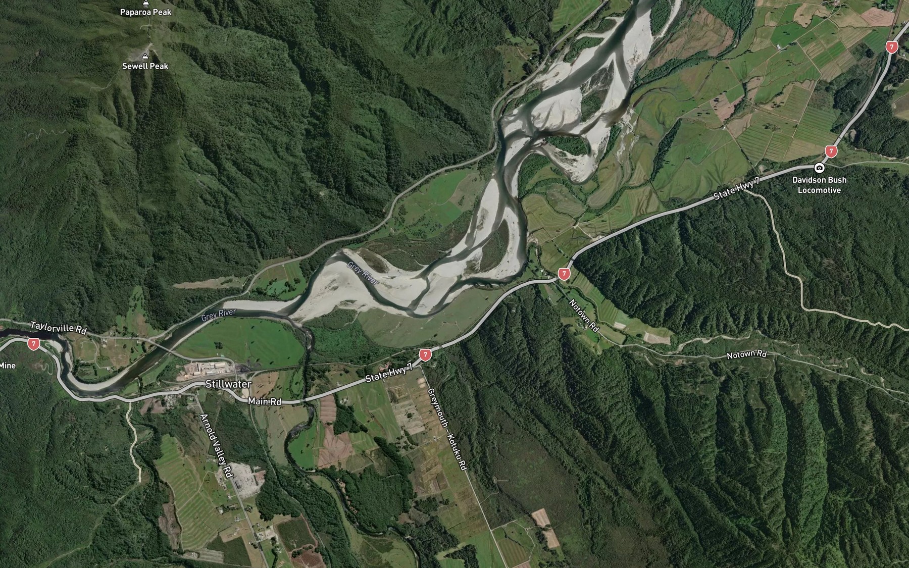Satellite map of the Delaney Creek