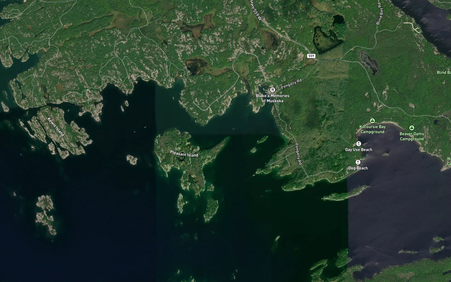 Satellite map of the Pengallie Bay