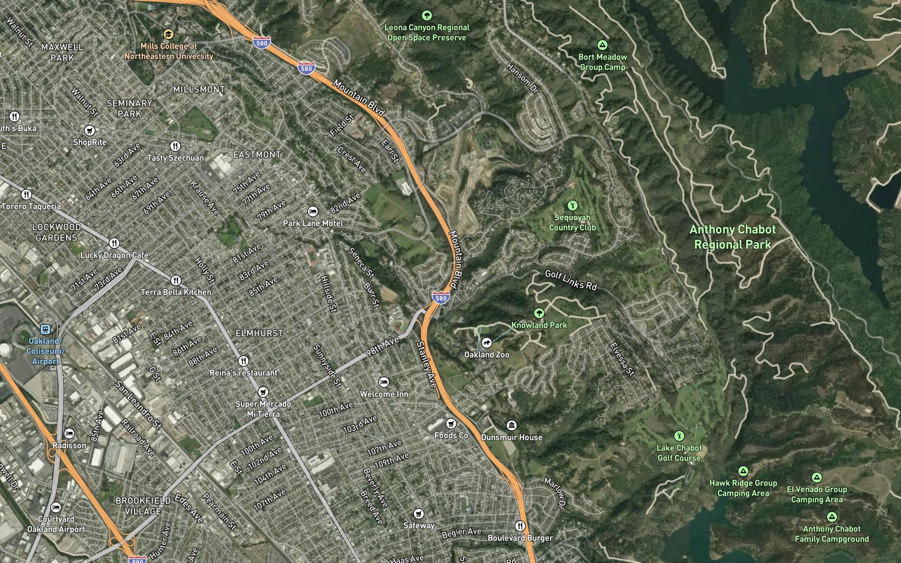 Satellite map of the Rifle Range Branch