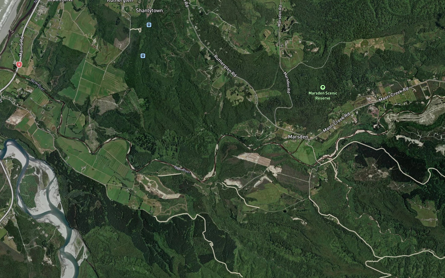 Satellite map of the Nemona Creek