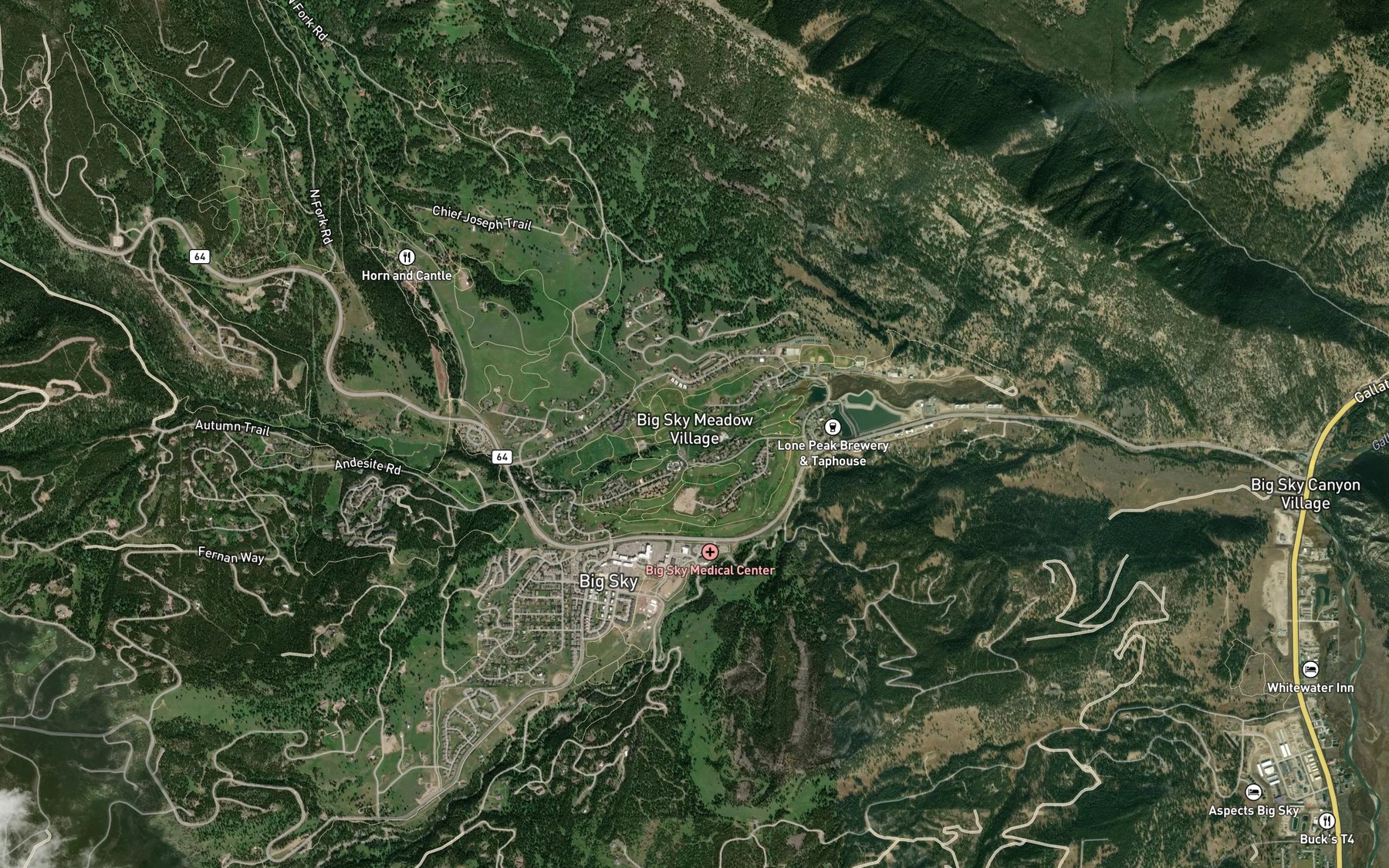 Satellite map of the Crail Creek