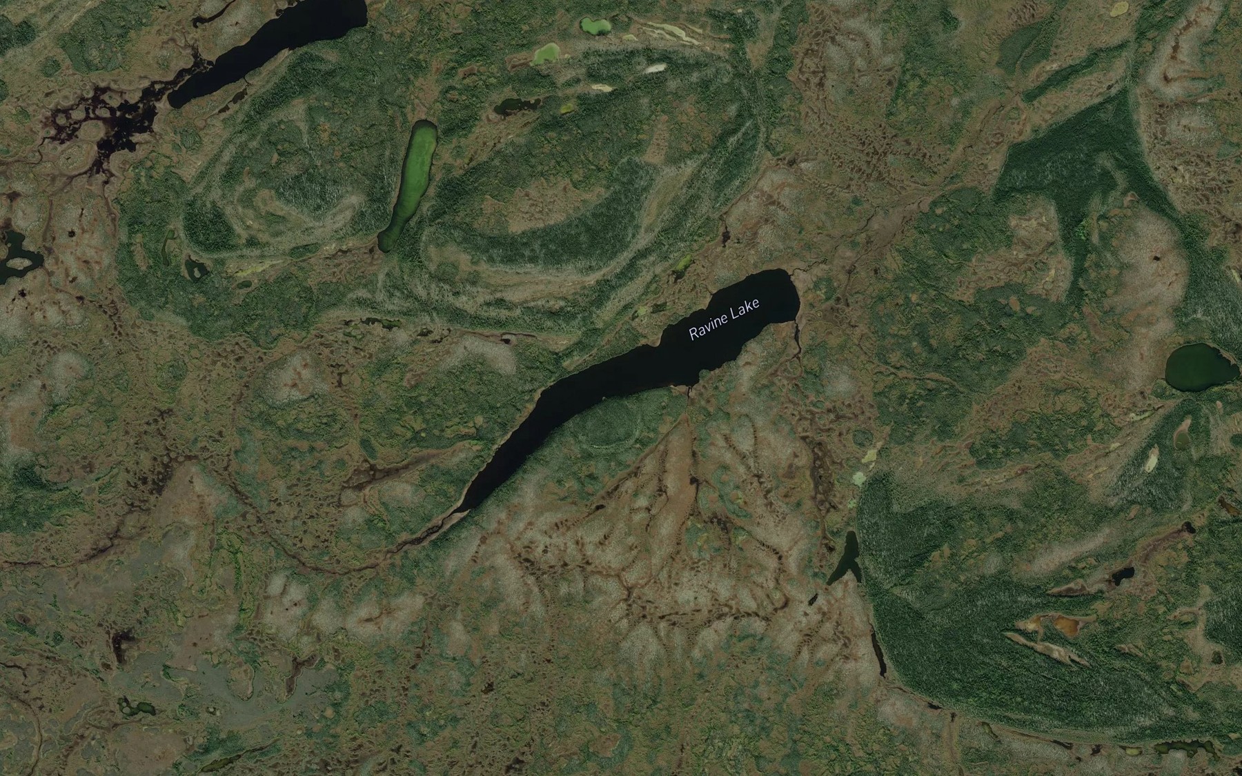 Satellite map of the Ravine Lake