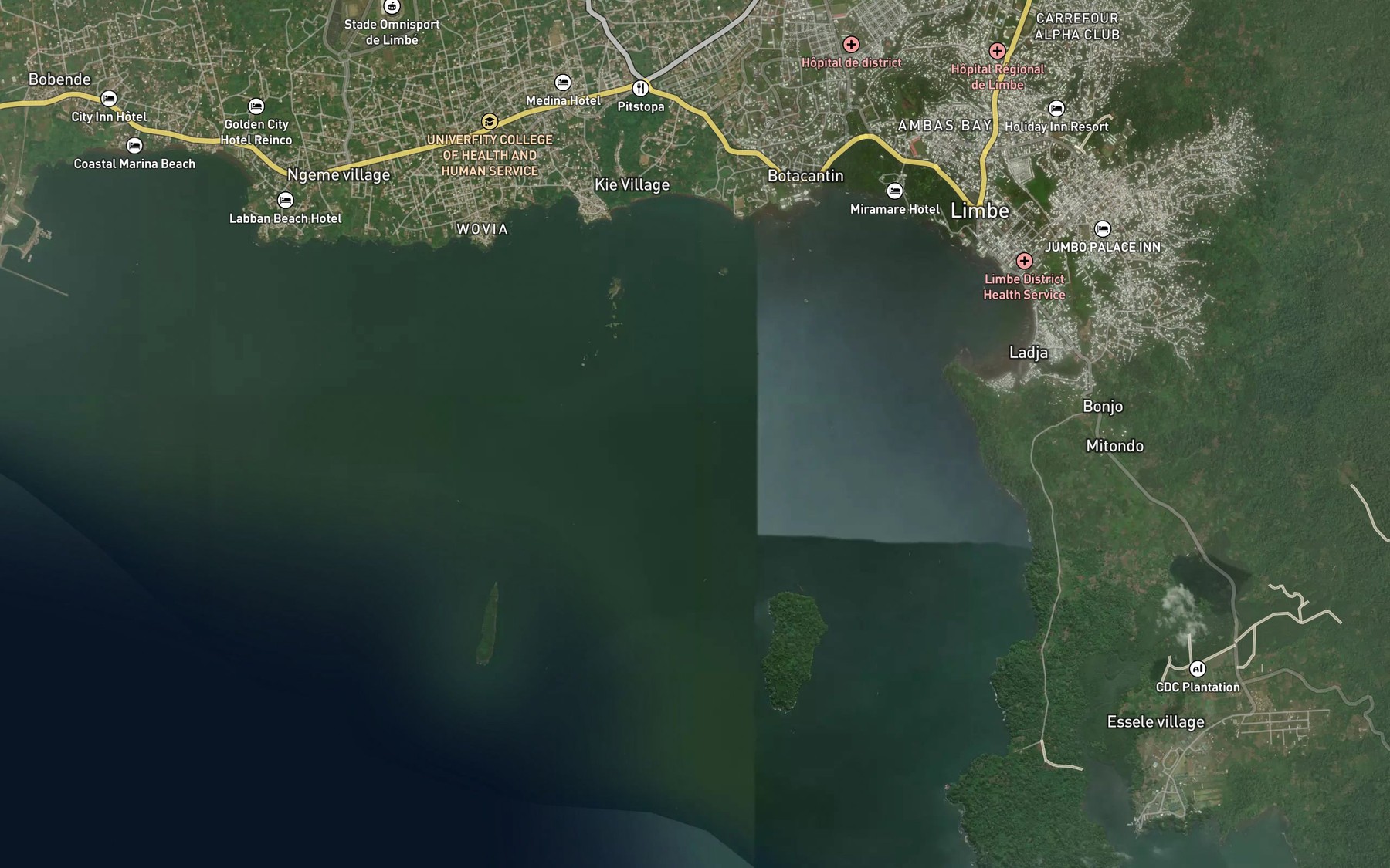 Satellite map of the Ambas Bay