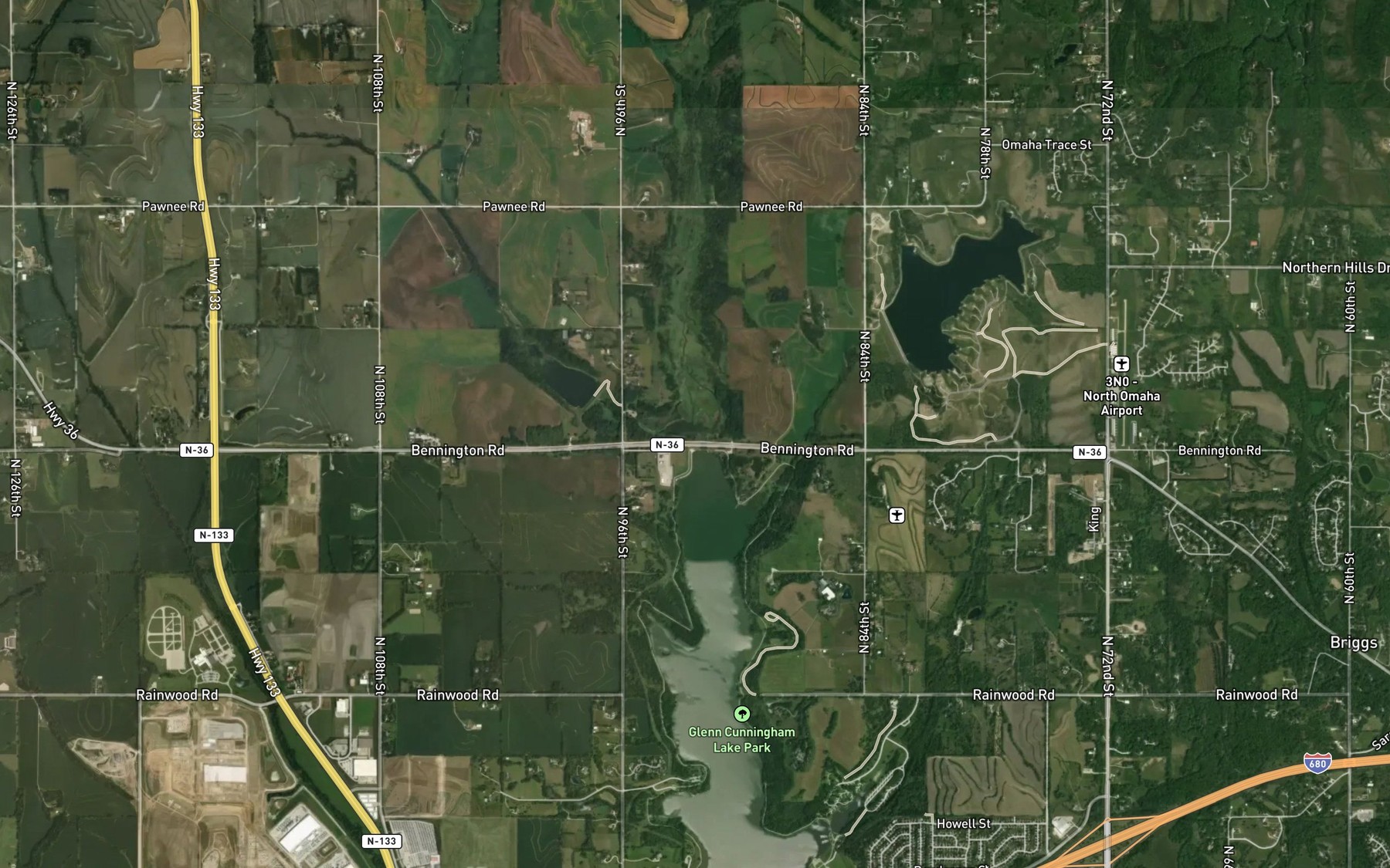 Satellite map of the Boettger Creek