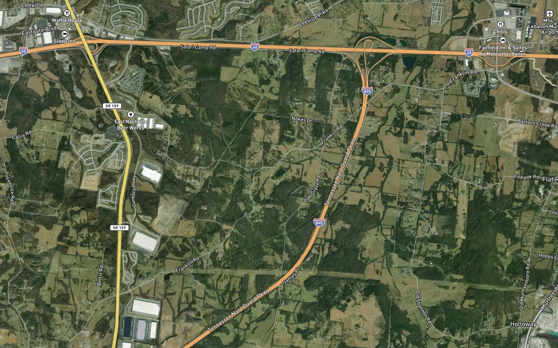 Satellite map of the Putnam Lake