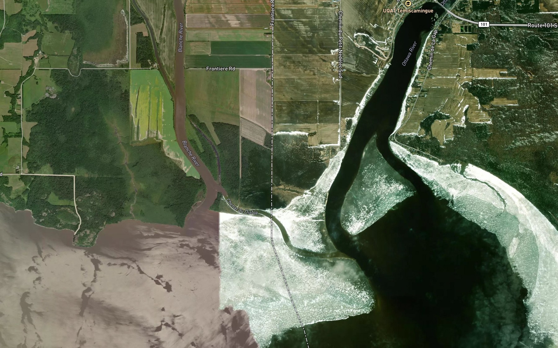 Satellite map of the Cours d'eau McLean-Rivard
