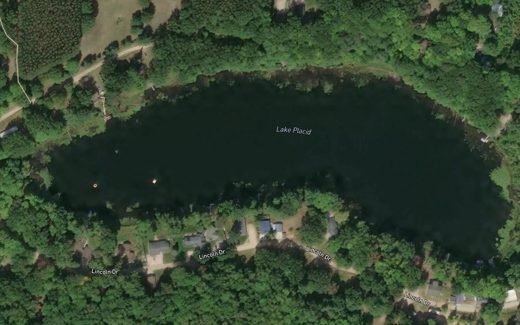 Satellite map of the Lake Placid
