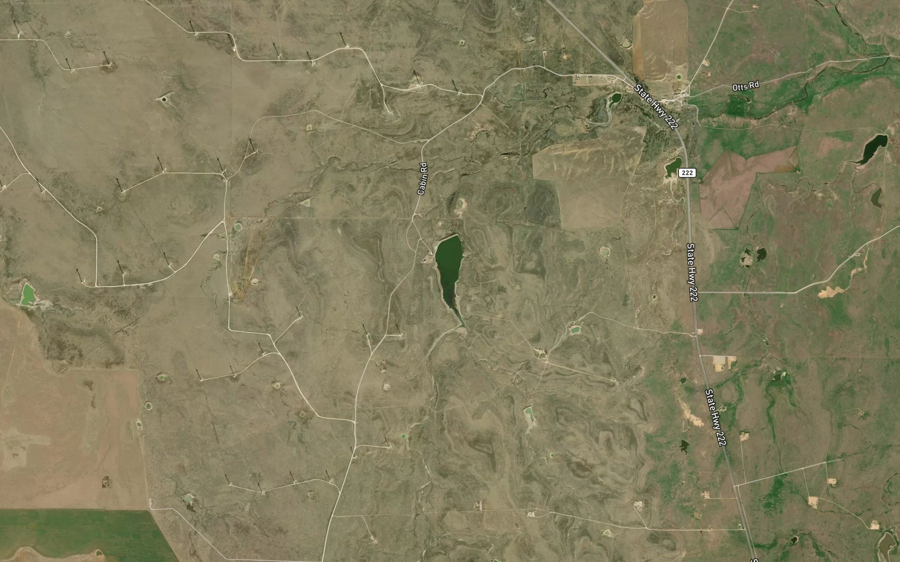 Satellite map of the Elm Creek Reservoir