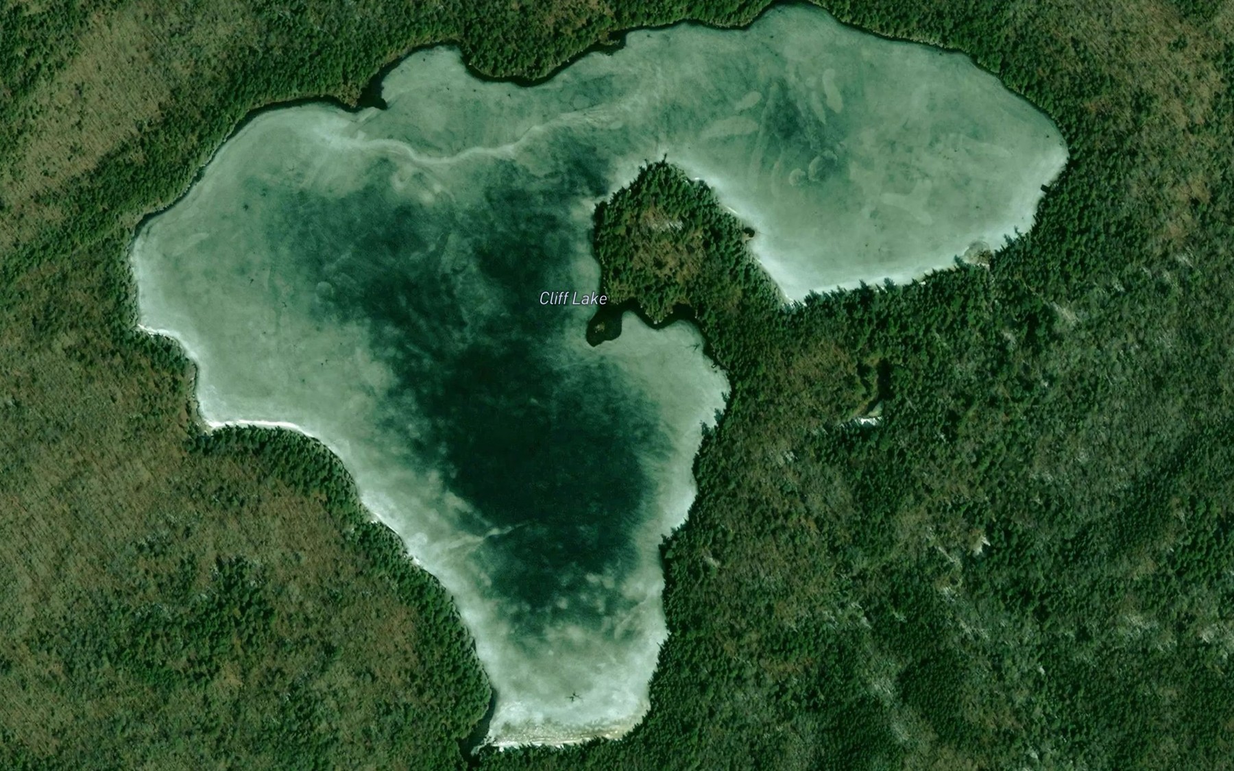 Satellite map of the Cliff Lake