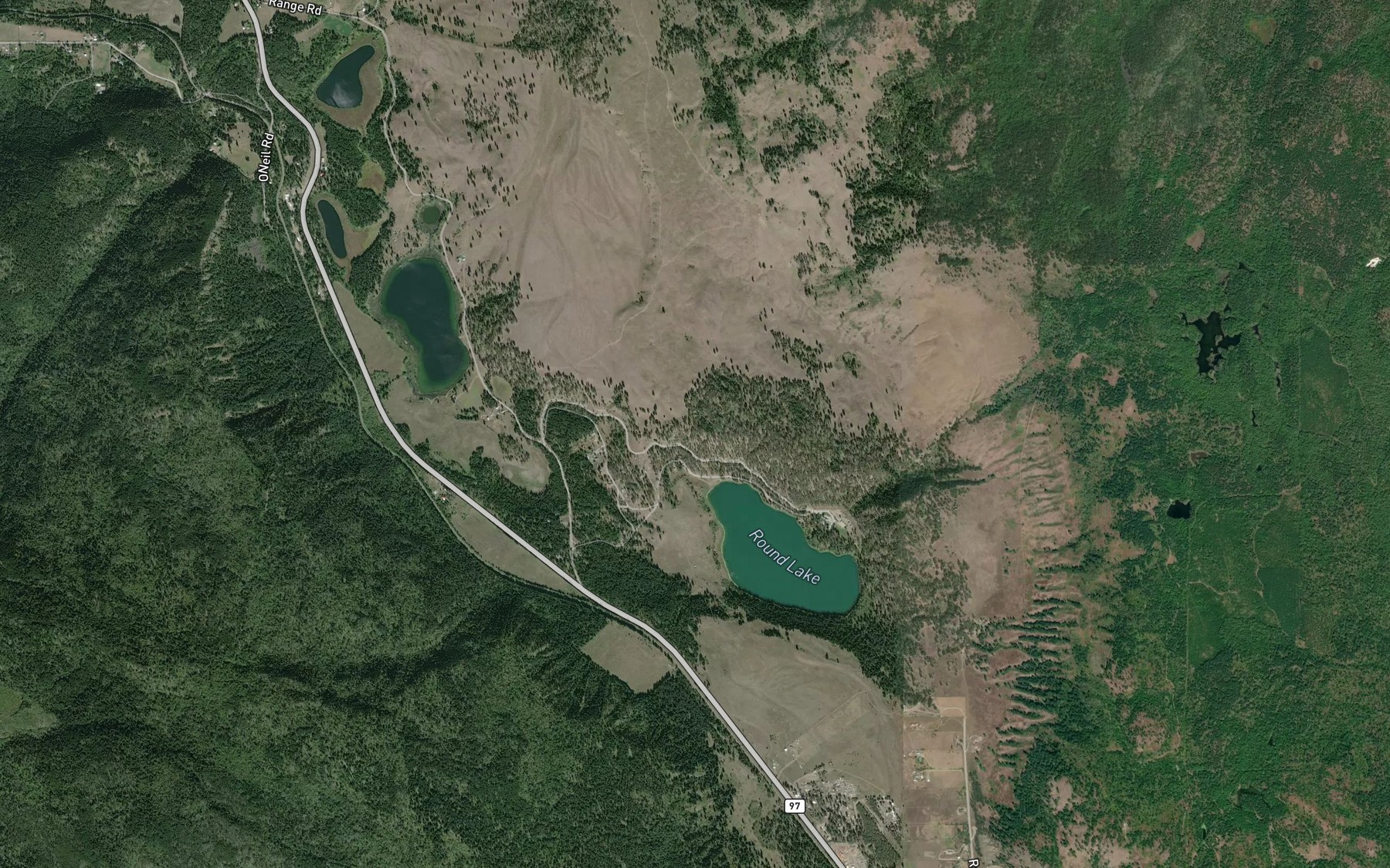 Satellite map of the Round Creek