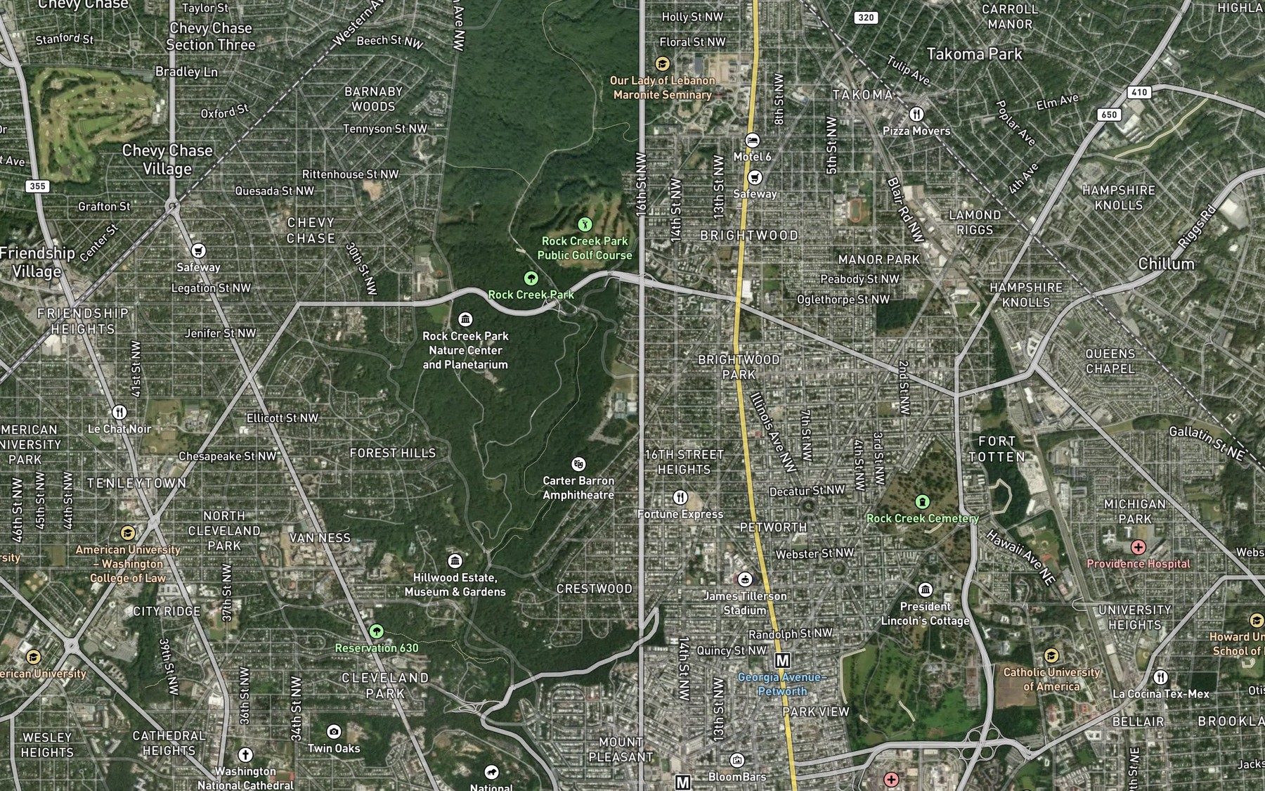 Satellite map of the Sixteenth Street Reservoir (historical)