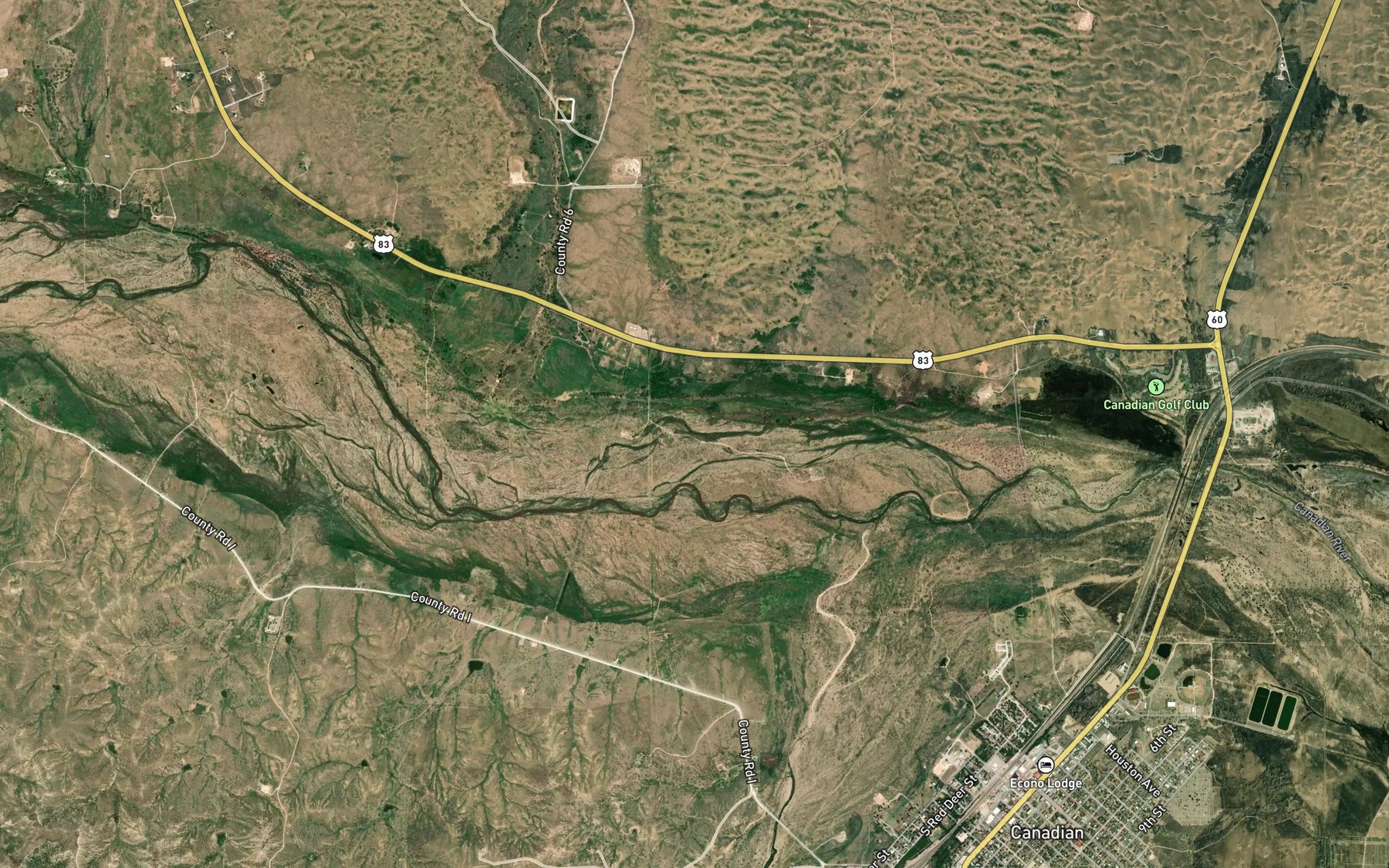 Satellite map of the Big Timber Creek