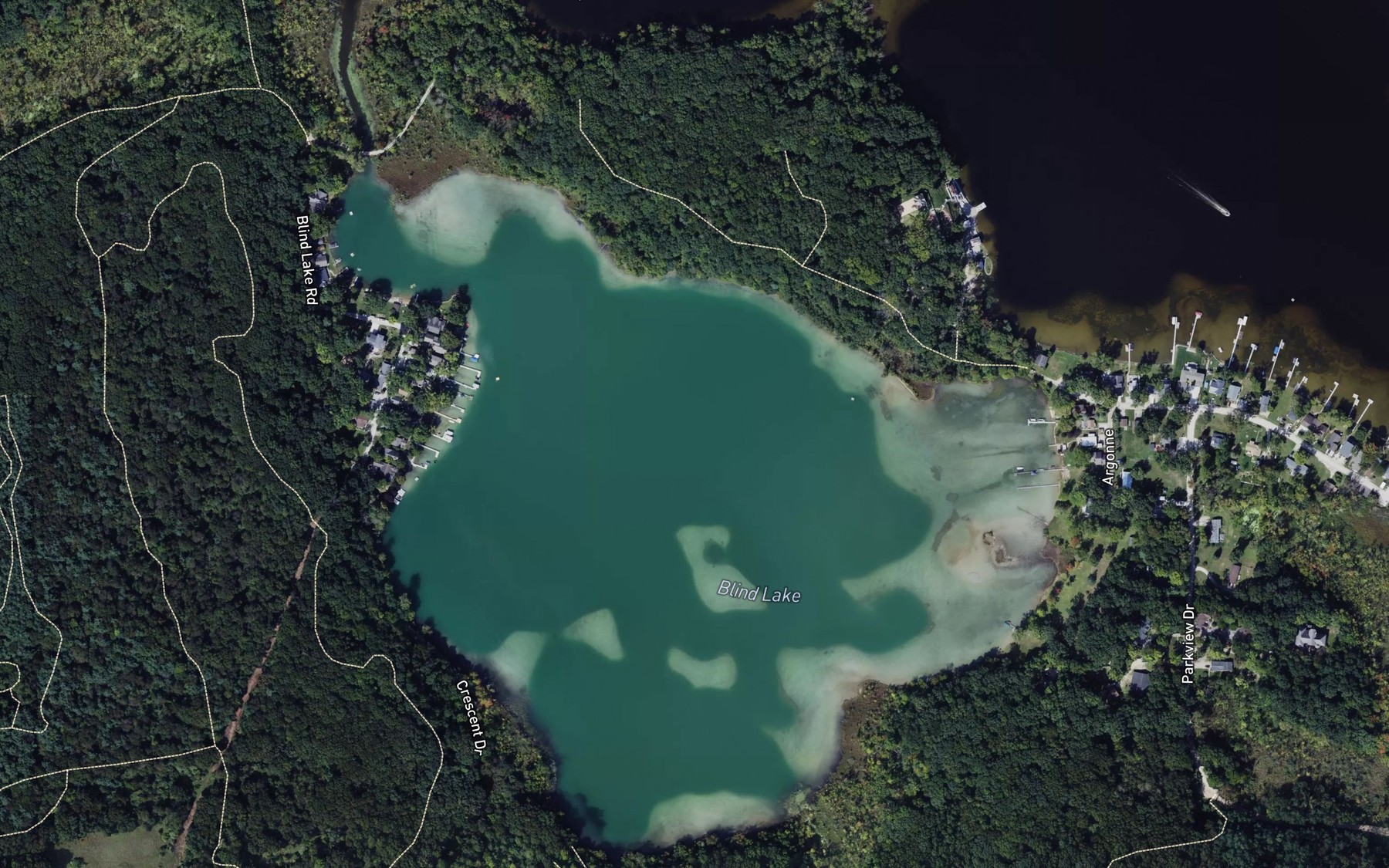 Satellite map of the Blind Lake