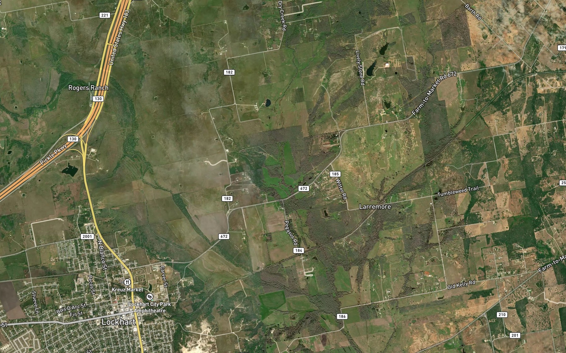 Satellite map of the Cottonwood Creek