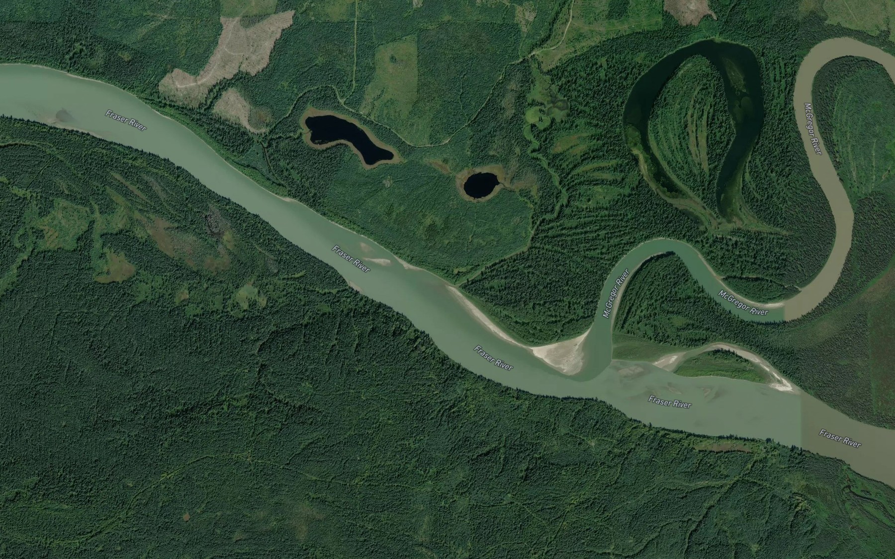 Satellite map of the Mokus Creek